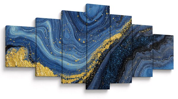 Obraz -Modro-zlatá abstrakce (210x100 cm)