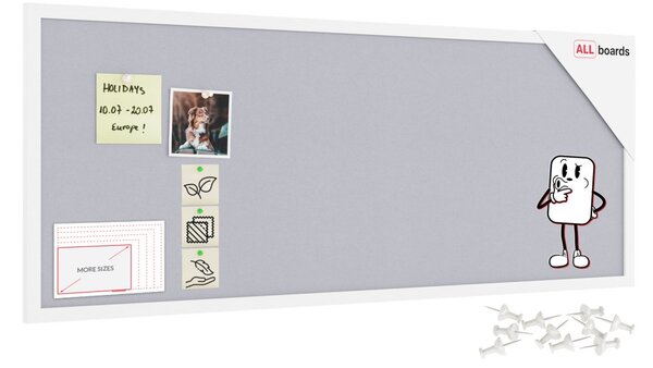 Textilní (filcová) nástěnka bílá 100x40 cm , v bílém dřevěném rámu, TFWHITE104W
