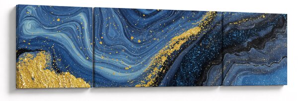Obraz -Modro-zlatá abstrakce (170x50 cm)
