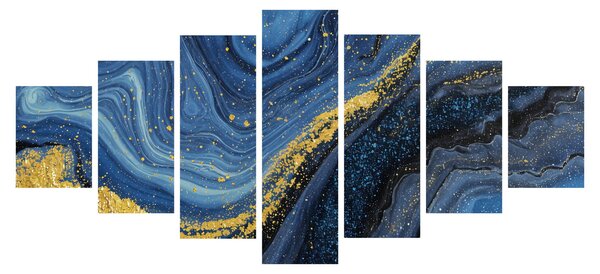 Obraz -Modro-zlatá abstrakce (210x100 cm)