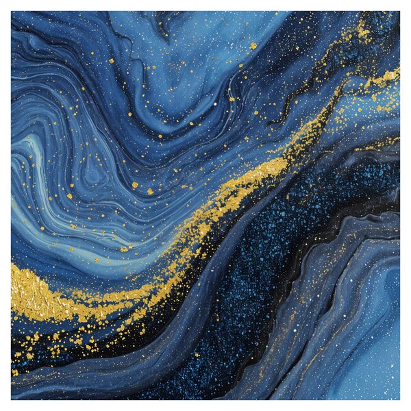 Obraz -Modro-zlatá abstrakce (30x30 cm)