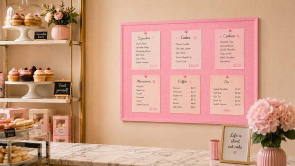 Textilní (filcová) nástěnka růžová  90 × 60 cm, v růžovém dřevěném rámu,TFPINK96P
