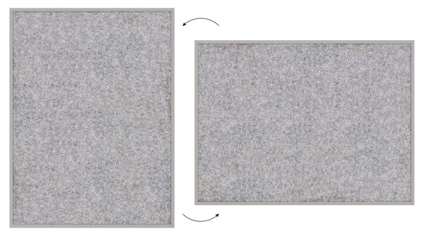 Textilní (filcová) nástěnka 120x90 cm, světle šedá, ve světle šedém dřevěném rámu, TFLIGHTG129G