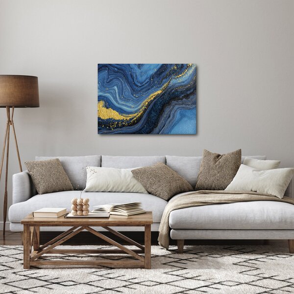 Obraz -Modro-zlatá abstrakce (70x50 cm)