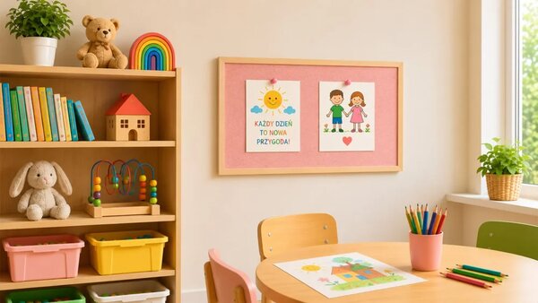 Textilní (plstěná) tabule 80 × 40 cm, růžová, v lakovaném dřevěném rámu, TFPINK84P