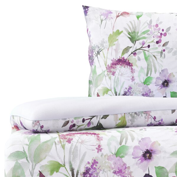 Oboustranné bavlněné povlečení s květinami Bílá Premium FLORTUA -135X200+80X80*1