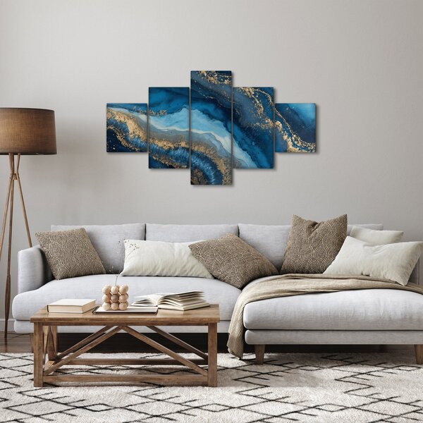 Obraz - Modrá mramorová abstrakce (125x70 cm)