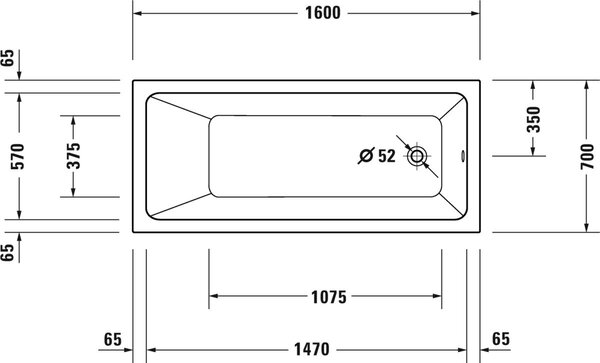 Duravit No. 1 obdélníková vana 160x70 cm bílá 700488000000000