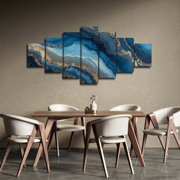Obraz - Modrá mramorová abstrakce (210x100 cm)