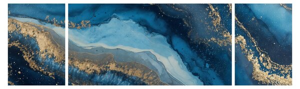 Obraz - Modrá mramorová abstrakce (170x50 cm)