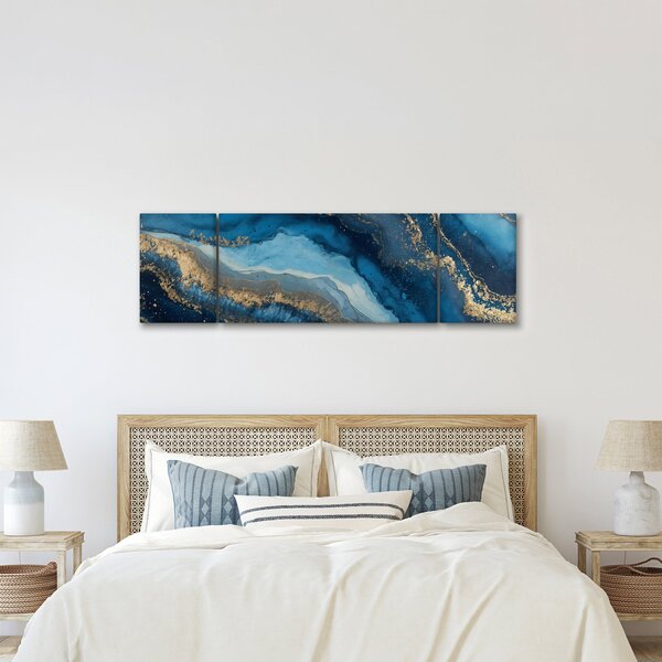 Obraz - Modrá mramorová abstrakce (170x50 cm)