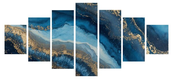Obraz - Modrá mramorová abstrakce (210x100 cm)