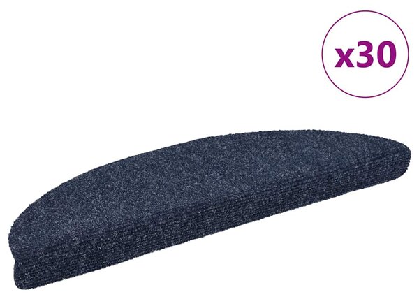 Schodové rohože samolepicí 30 ks 56 x 17 x 3 cm modré půlkulaté 3365684