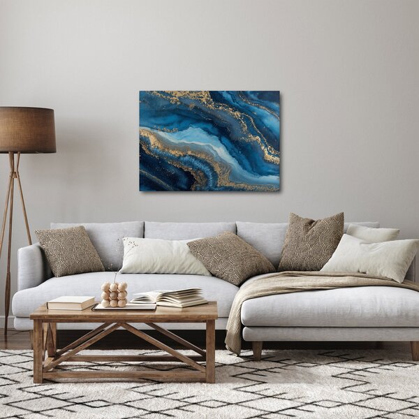 Obraz - Modrá mramorová abstrakce (70x50 cm)