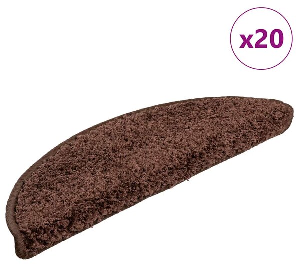 Schodové rohože 20 ks 56 x 17 x 3 cm hnědé půlkulaté 3365840