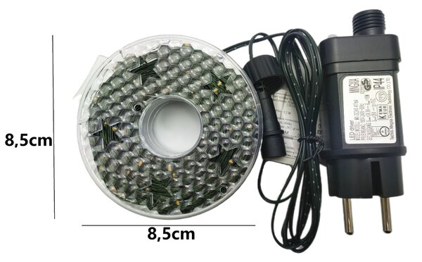 Venkovní vánoční mikro řetěz, studená bílá, 50m, 500 LED, 8 programů