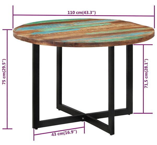 Jídelní stůl 110 x 75 cm masivní recyklované dřevo 338480
