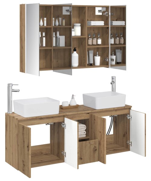 Sada koupelnových skříněk 4 ks Dub artisan Kompozitní dřevo 3406430