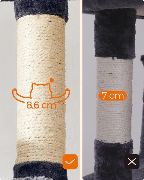 SONGMICS Kočičí škrabadlo Lumia 164 cm tmavě šedé