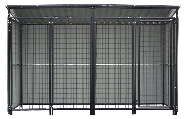 KONDELA Voliéra pro psa, 259x125x148 cm, antracit, DOGNY TYP 3