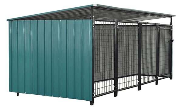 KONDELA Voliéra pro psa, 256x125x100 cm, tmavozelená, DOGNY TYP 6