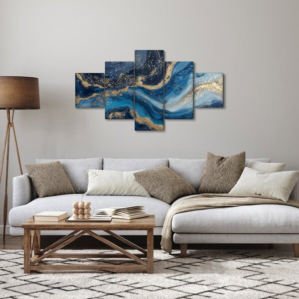 Obraz - Modrozlatý abstraktní mramor (125x70 cm)