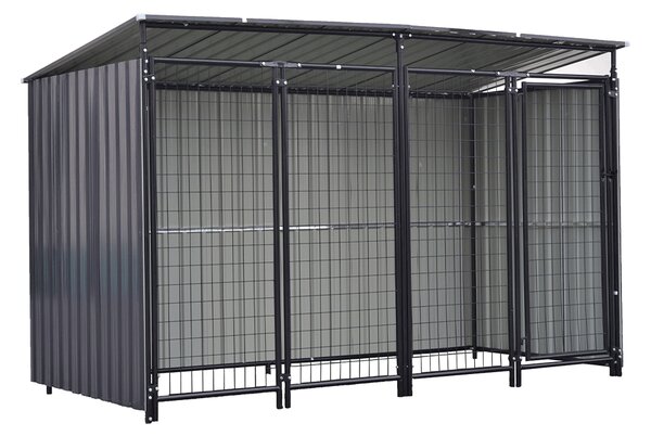 KONDELA Voliéra pro psa, 259x125x148 cm, antracit, DOGNY TYP 3