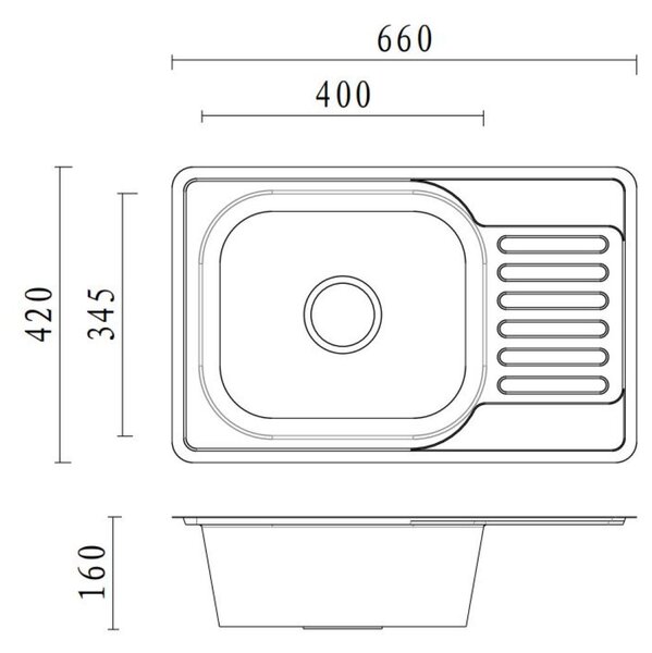 Quadron Eddie 111 ocelový dřez se sifonem 66x42 cm ocel HD111SAT6642