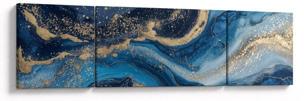 Obraz - Modrozlatý abstraktní mramor (170x50 cm)