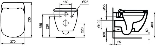 Ideal Standard Tesi záchodová mísa závěsná bez splachovacího kruhu bílá T493201