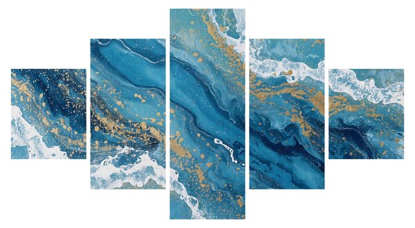 Obraz - Bleděmodrý mramor se zlatem II. (125x70 cm)