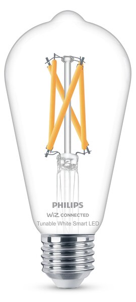 WiZ Smart LED Žárovka Filament čirá 7 W (ekv. 60 W) 806lm 2700-6500K ST64 E27
