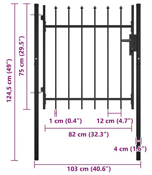 Dveřní plot/brána BOXTEL s kopím nahoře 100 x 75 cm 144358