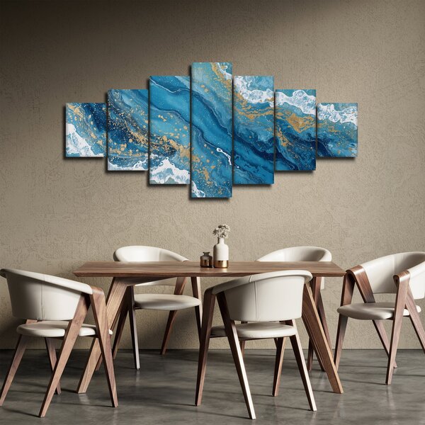 Obraz - Bleděmodrý mramor se zlatem II. (210x100 cm)