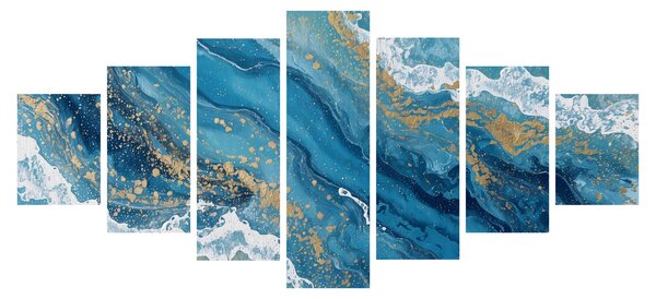 Obraz - Bleděmodrý mramor se zlatem II. (210x100 cm)
