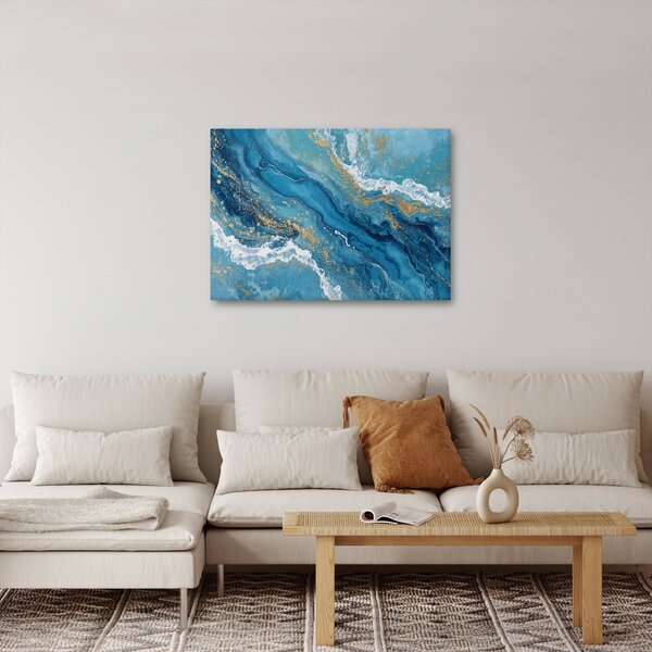 Obraz - Bleděmodrý mramor se zlatem II. (70x50 cm)