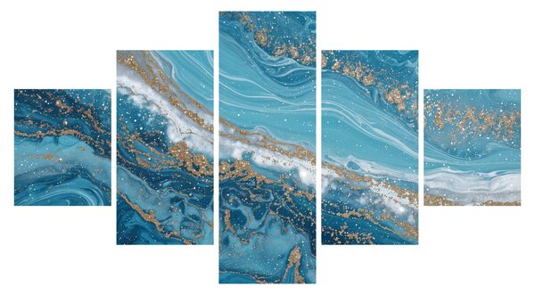 Obraz - Bleděmodrý mramor se zlatem I. (125x70 cm)