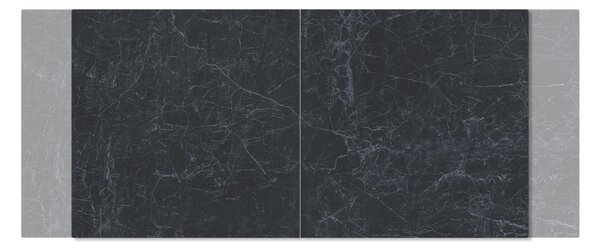 DELIFE Jídelní stůl Edge 180-220x90cm keramika Laminam®Nero Greco antracitová středová podnož plochá ocel stříbrná rozkládací