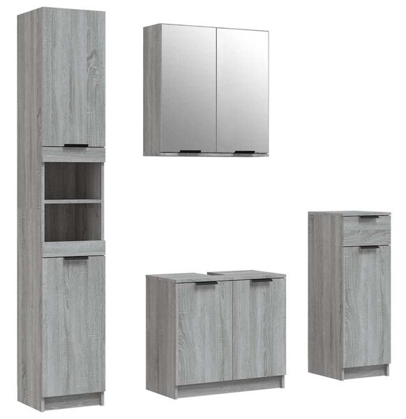 4dílný set koupelnových skříněk šedý sonoma kompozitní dřevo 3115890