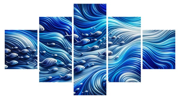 Obraz - Ryby ve vlnách (125x70 cm)