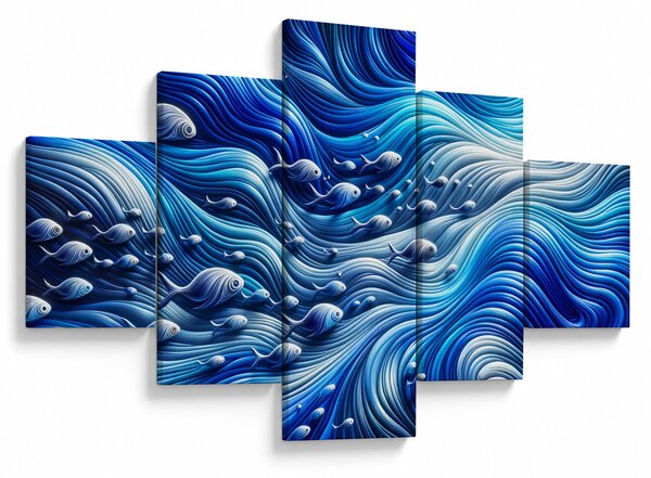 Obraz - Ryby ve vlnách (125x70 cm)