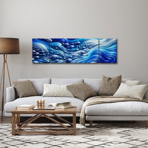 Obraz - Ryby ve vlnách (170x50 cm)
