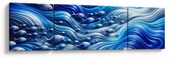 Obraz - Ryby ve vlnách (170x50 cm)
