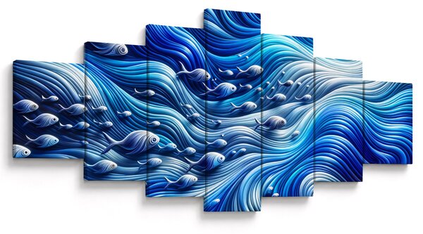 Obraz - Ryby ve vlnách (210x100 cm)