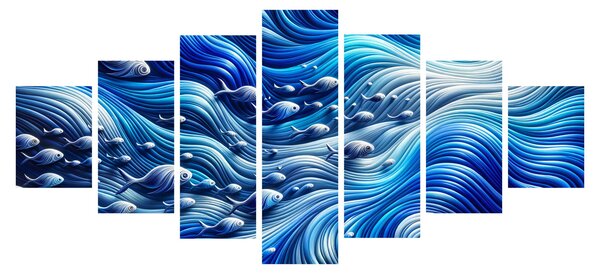 Obraz - Ryby ve vlnách (210x100 cm)