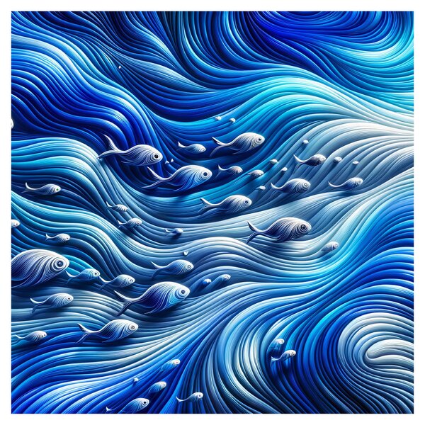 Obraz - Ryby ve vlnách (30x30 cm)