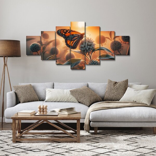 Obraz - Motýl v zapadajícím slunci (210x100 cm)