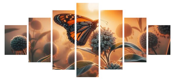 Obraz - Motýl v zapadajícím slunci (210x100 cm)