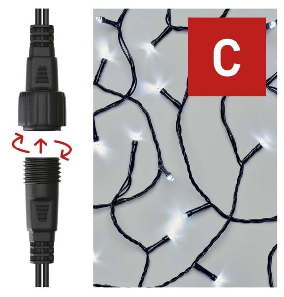 EMOS Standard LED spojovací vánoční řetěz, 10 m, venkovní i vnitřní, studená bílá