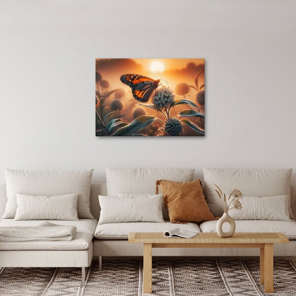 Obraz - Motýl v zapadajícím slunci (70x50 cm)